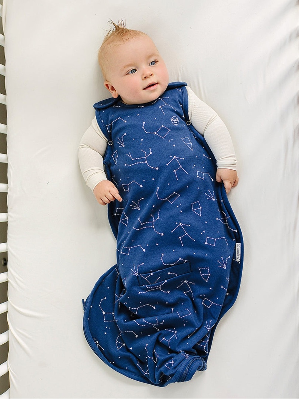 Woolino 4 Season Ultimate Baby Sleep Bag, Merino Wool & Organic Cotton Night Sky